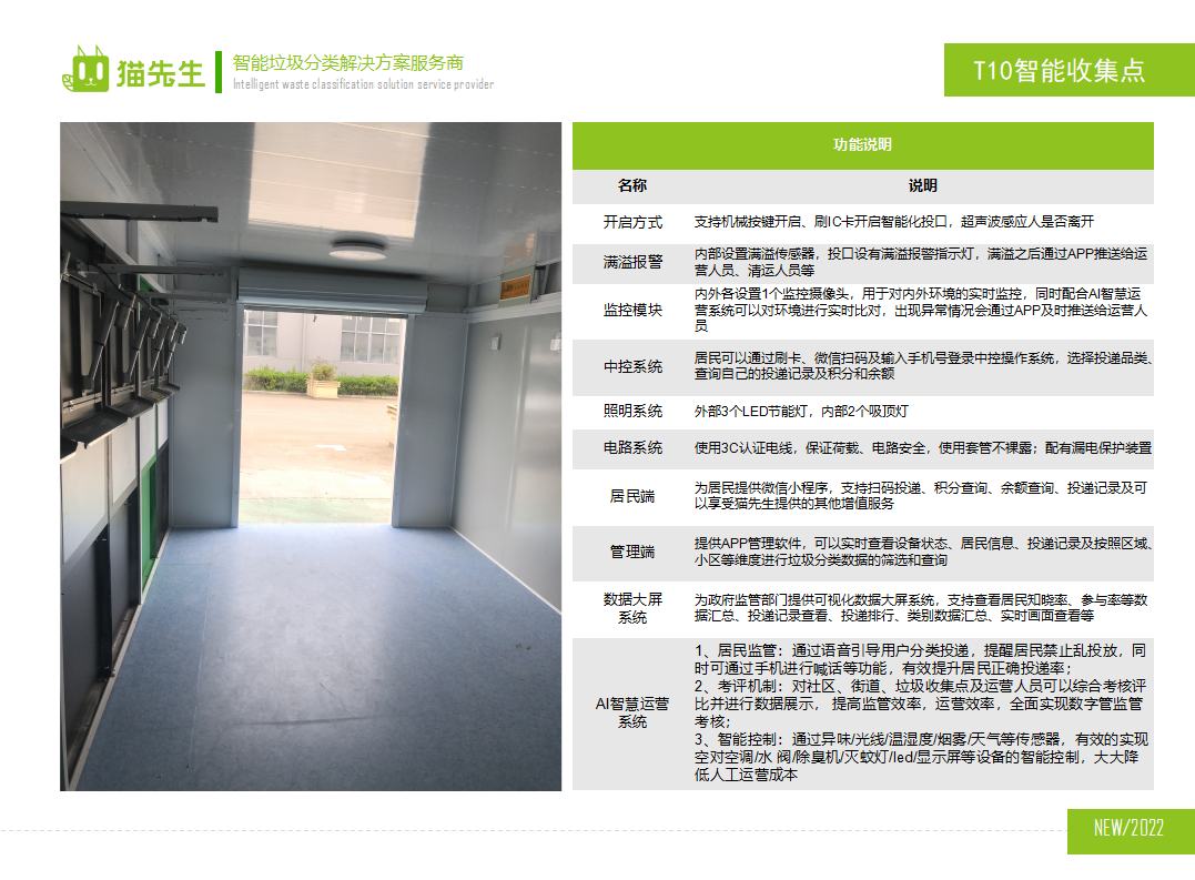 貓先生智能垃圾分類房，定時(shí)定點(diǎn)垃圾收集站 ，垃圾房功能說明